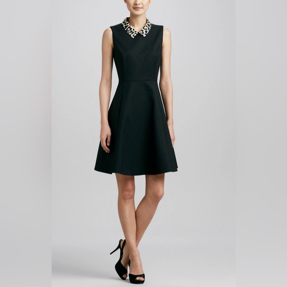 Kate spade Rissa fit & flare sleeveless dress whit leopard collar print
